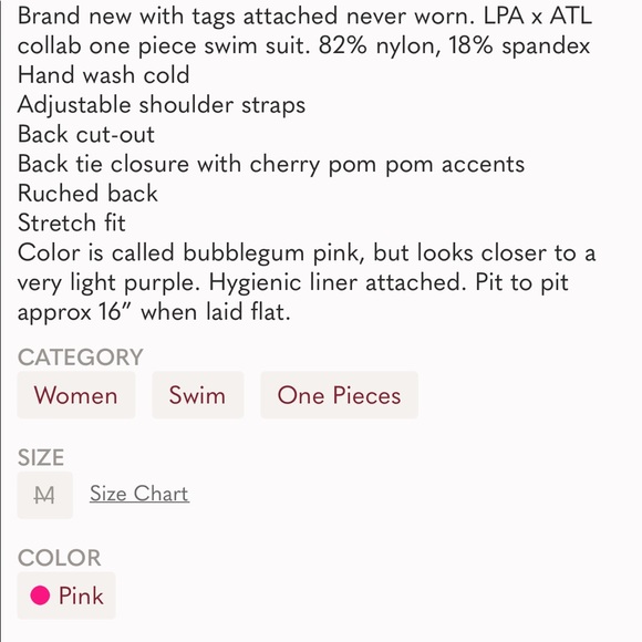 NEW LPA x ATL one piece bathing suit - Picture 2 of 7